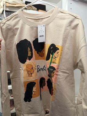 Target Barbie Women’s/Teen Cream Graphic Long-Sleeve Tee - Inclusive Portraits.